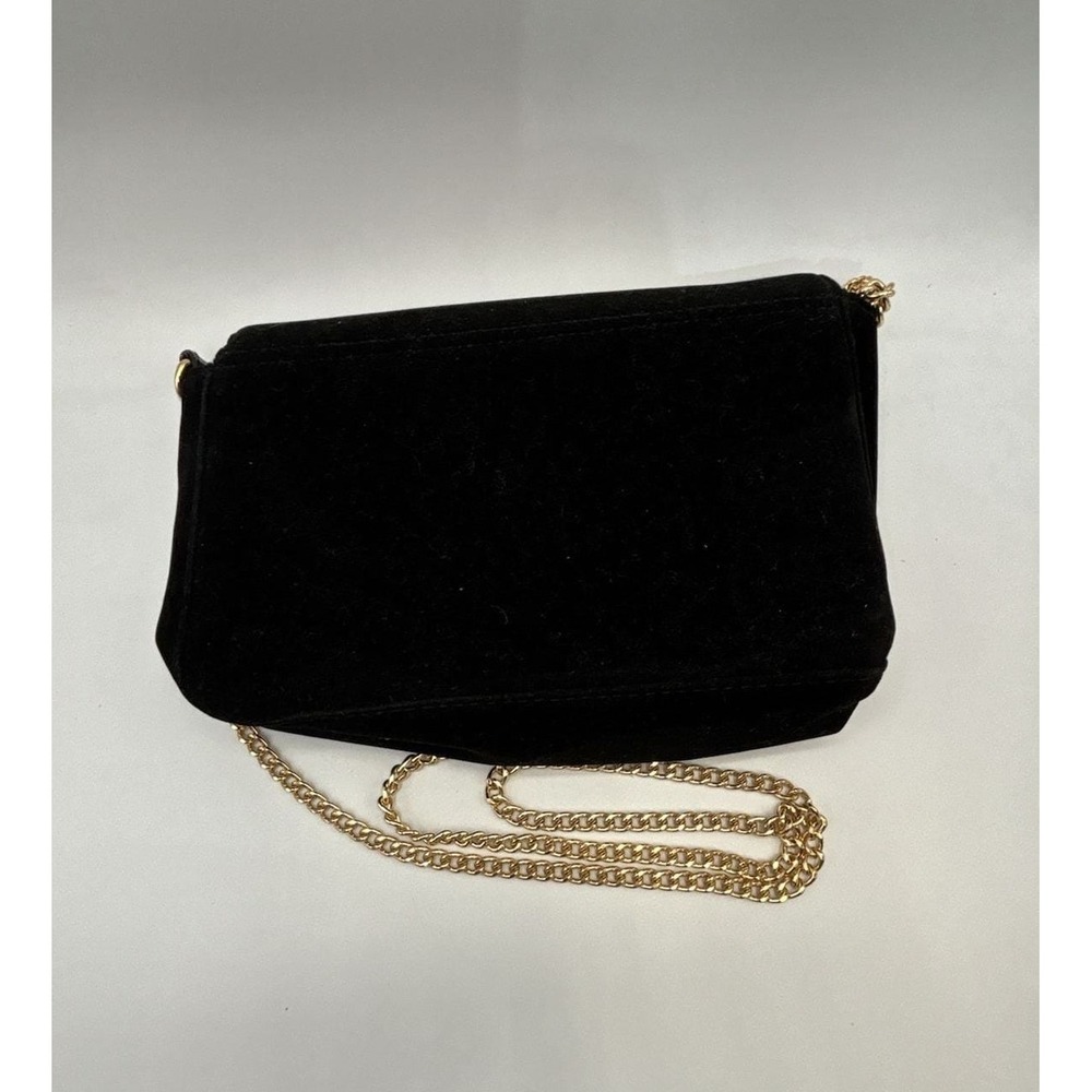 JIMMY CHOO Parfums Black Velvet Glitter Crossbody Chain Strap Clutch Evening Bag